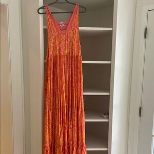 Vibrant Orange and Pink Maxi Dress